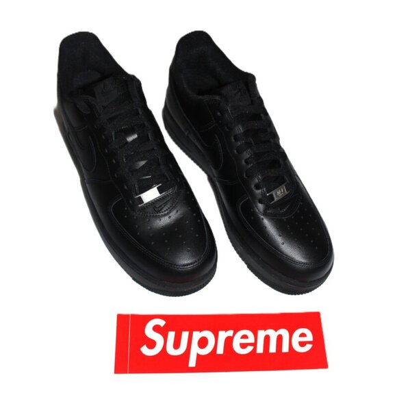 nib SUPREME x AIR FORCE 1 Low Box Logo Sneakers in Black Leather - Unisex M9/W11 - Picture 3 of 16